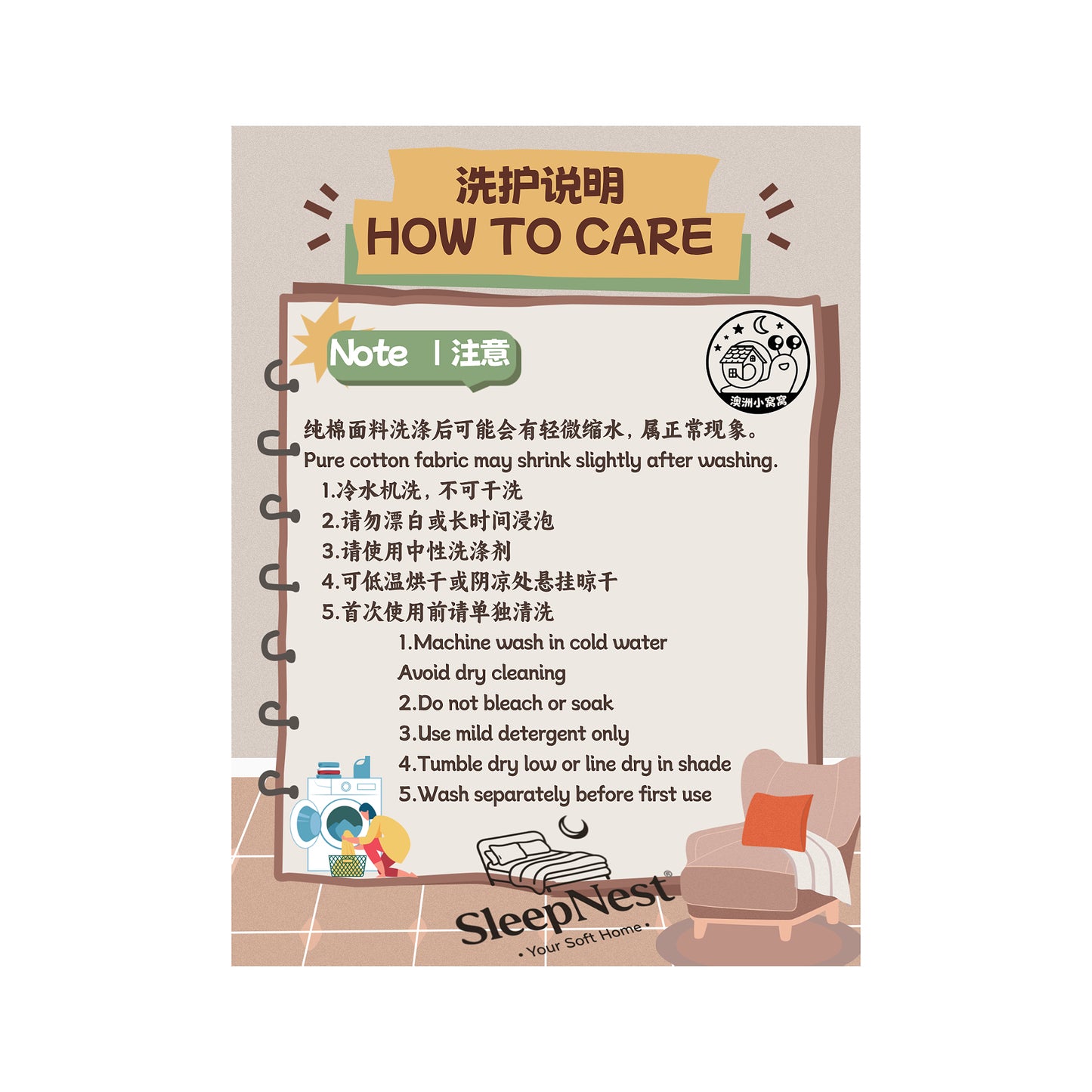 Kawaii COTTON Bedding Set | Kawaii Peach Dream & Cuddle Pup | King Single | SleepNest Bedding