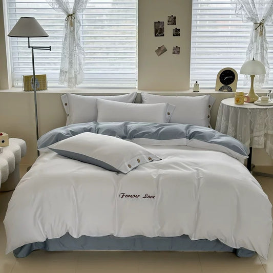 高支超柔软贡缎4件套 | 天空蓝香草色双拼 | SleepNest床上用品