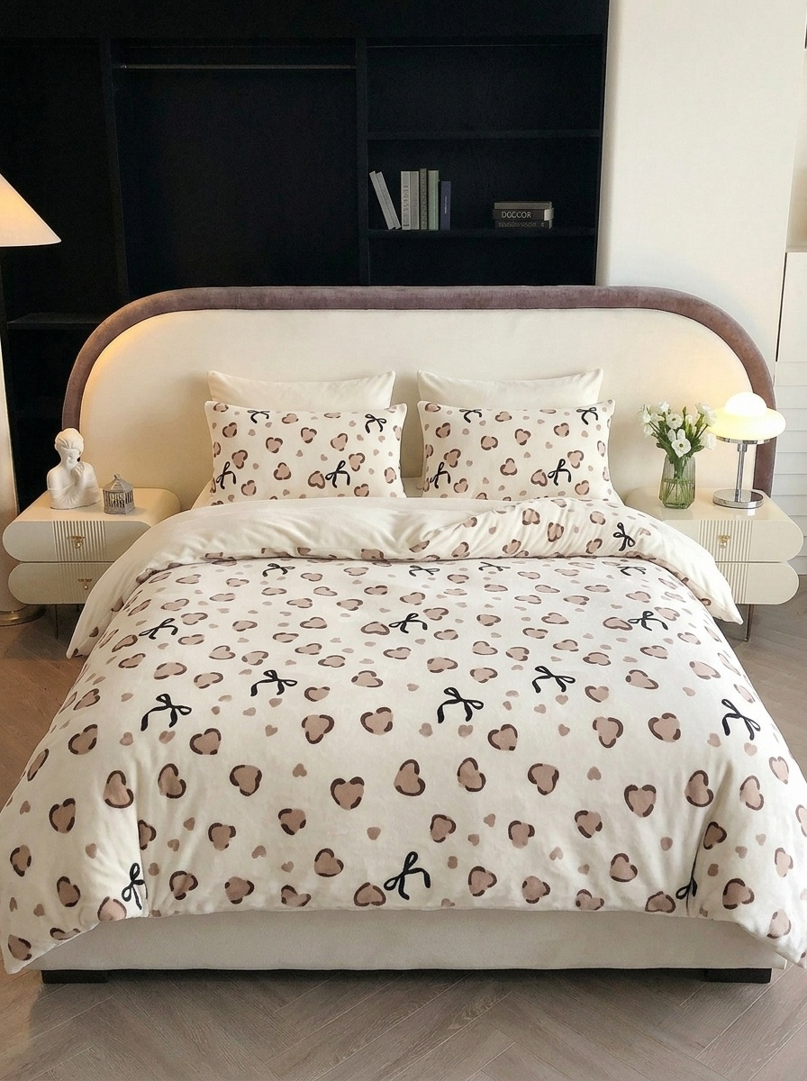 Milk Velvet Winter 4PCS Bedding Set| Caramel Whispers & Creamy Romance | Soft, Warm & Anti-Static| SleepNest Bedding