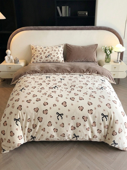 Milk Velvet Winter 4PCS Bedding Set| Caramel Whispers & Creamy Romance | Soft, Warm & Anti-Static| SleepNest Bedding
