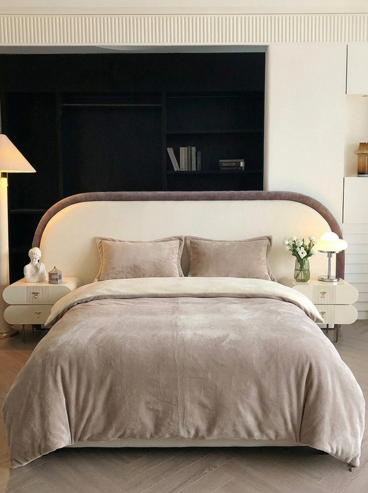 Minimal Milk Velvet 4PCS Bedding Set | Latte Serenity· The Dual-Tone Poem | Warm, Soft & Anti-Static | Soft, Warm & Anti-Static| SleepNest Bedding