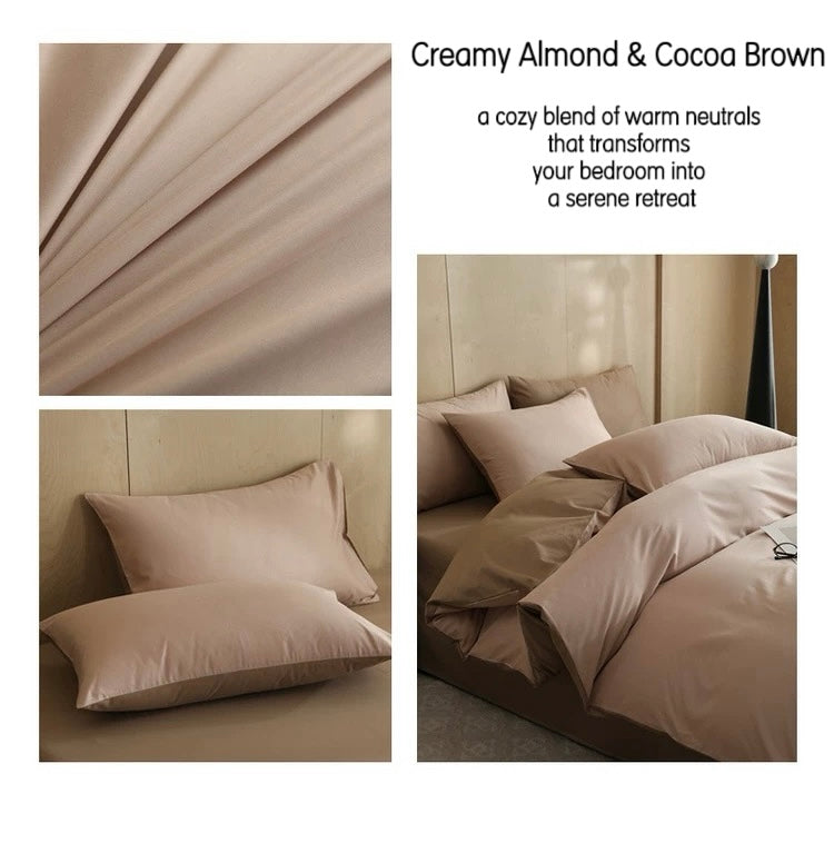 高密度纯棉四件套 | 咖色双拼 | SleepNest 床上用品
