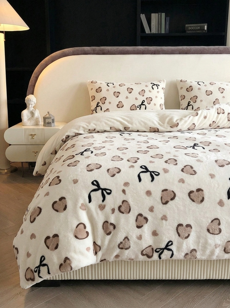 Milk Velvet Winter 4PCS Bedding Set| Caramel Whispers & Creamy Romance | Soft, Warm & Anti-Static| SleepNest Bedding