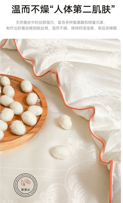 双宫7A纯天然桑蚕丝被 | 100支新疆长绒棉 | 中式大提花 | SleepNest床上用品