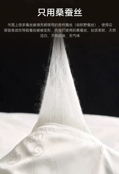 双宫7A纯天然桑蚕丝被 | 100支新疆长绒棉 | 中式大提花 | SleepNest床上用品