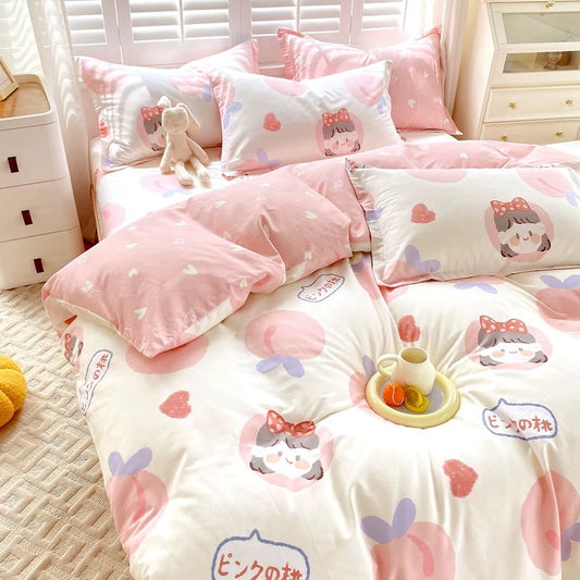 Kawaii COTTON Bedding Set | Kawaii Peach Dream & Cuddle Pup | King Single | SleepNest Bedding