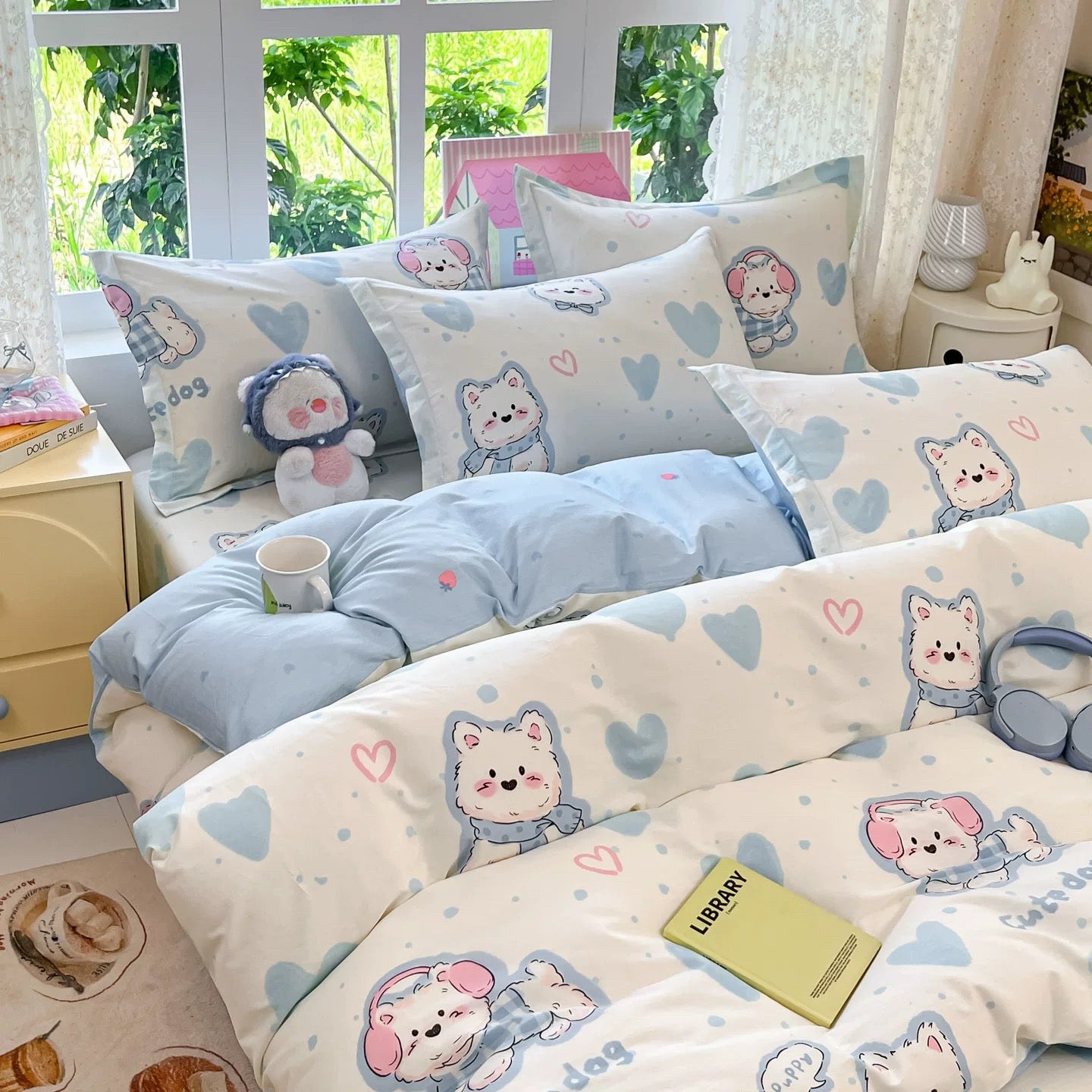 Kawaii COTTON Bedding Set | Kawaii Peach Dream & Cuddle Pup | King Single | SleepNest Bedding