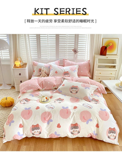 Kawaii COTTON Bedding Set | Kawaii Peach Dream & Cuddle Pup | King Single | SleepNest Bedding
