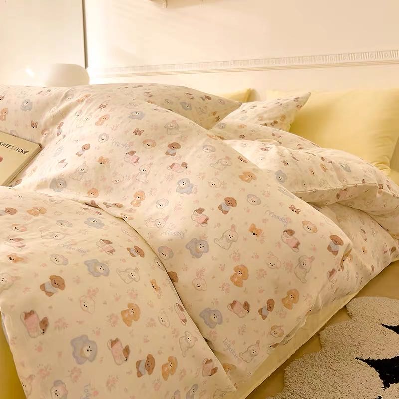 4PCS Double Gauze COTTON Bedding set | Puppy Paradise | SleepNest Bedding