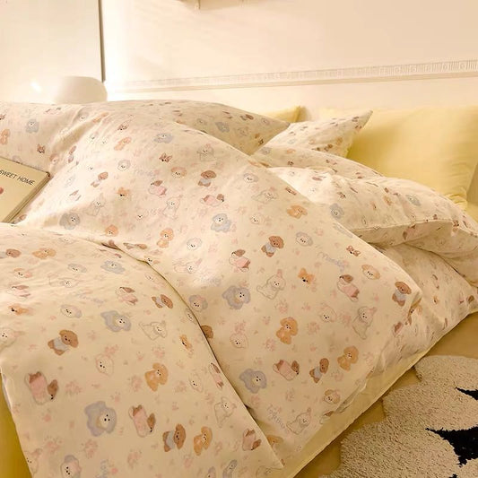 4PCS Double Gauze COTTON Bedding set | Puppy Paradise | SleepNest Bedding
