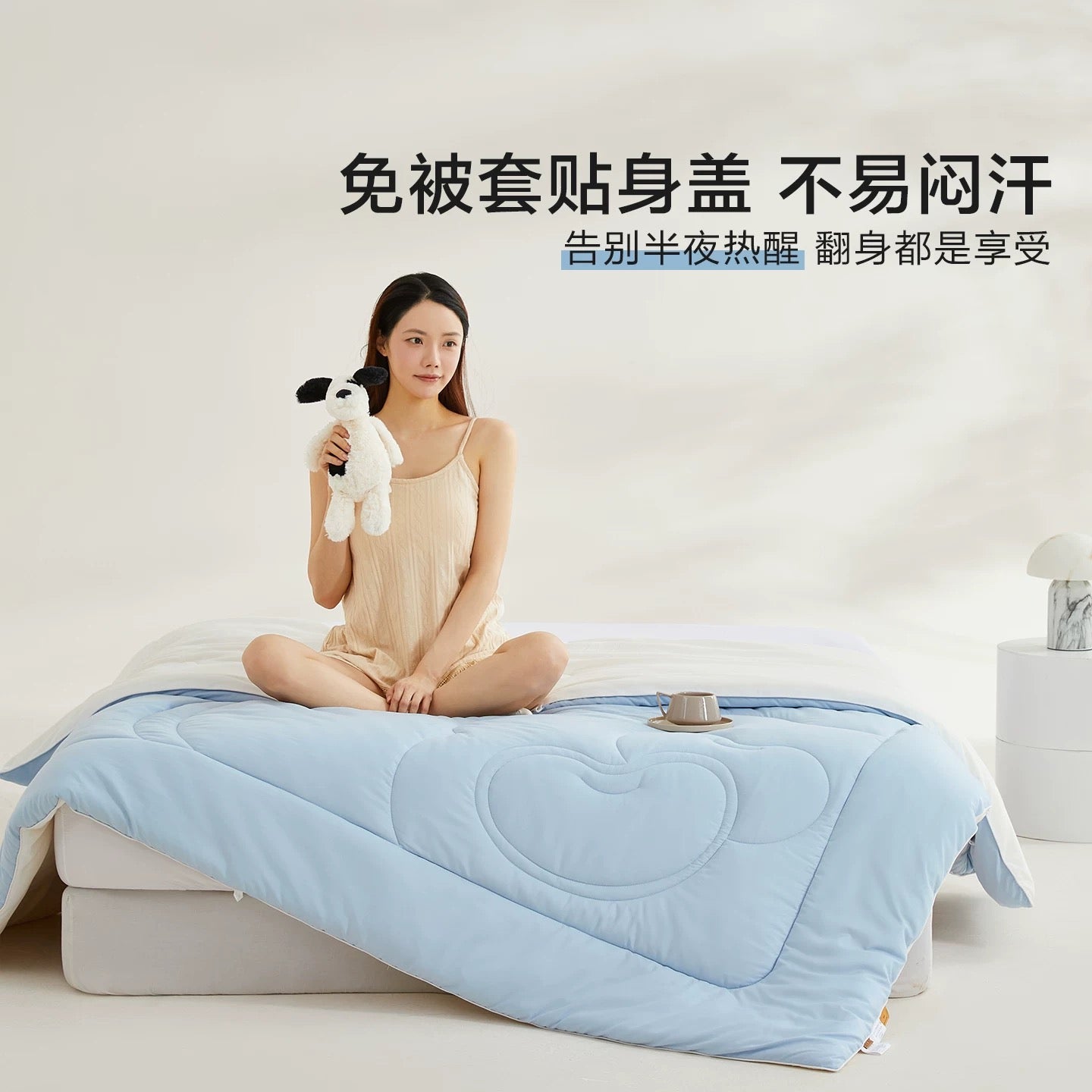 Cloud Blue Soy Fibre Winter Quilt – 500GSM Thick Warm Comforter | SleepNest Bedding