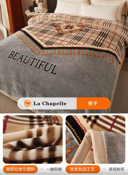 Heavyweight Raschel Flannel Fleece Blanket | Classic Plaid – 3KG Double-Sided Warm Throw | SleepNest Bedding