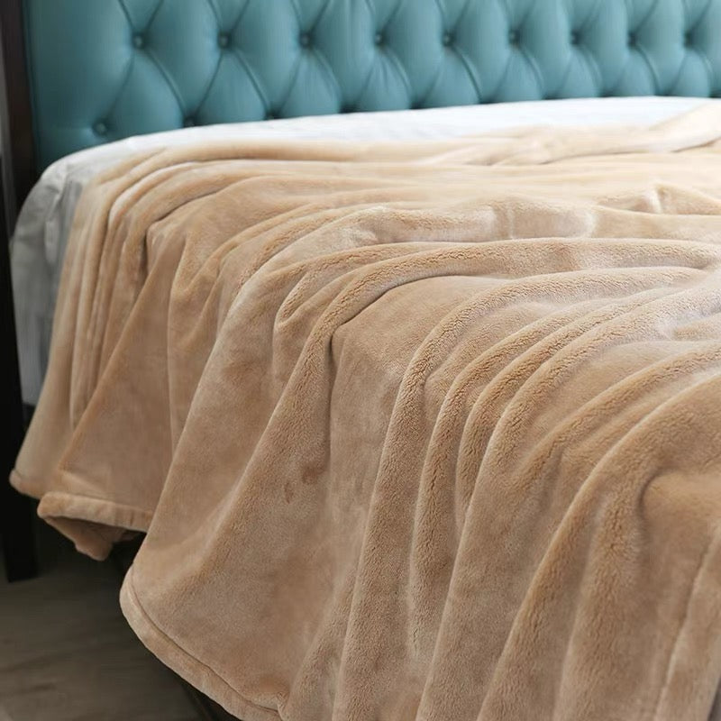 Heavyweight Raschel Flannel Fleece Blanket | Solid color – Double-Sided Warm Throw | SleepNest Bedding