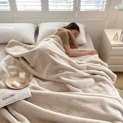 Heavyweight Raschel Flannel Fleece Blanket | Solid color – Double-Sided Warm Throw | SleepNest Bedding