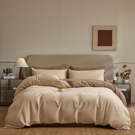 4PCS High-Density COTTON Bedding set | Mixed Brown | SleepNest Bedding