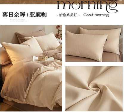 4PCS High-Density COTTON Bedding set | Mixed Brown | SleepNest Bedding