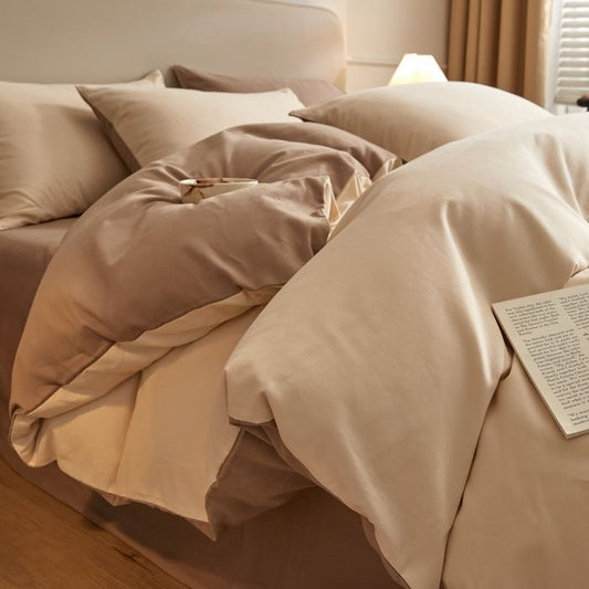 4PCS High-Density COTTON Bedding set | Mixed Brown | SleepNest Bedding