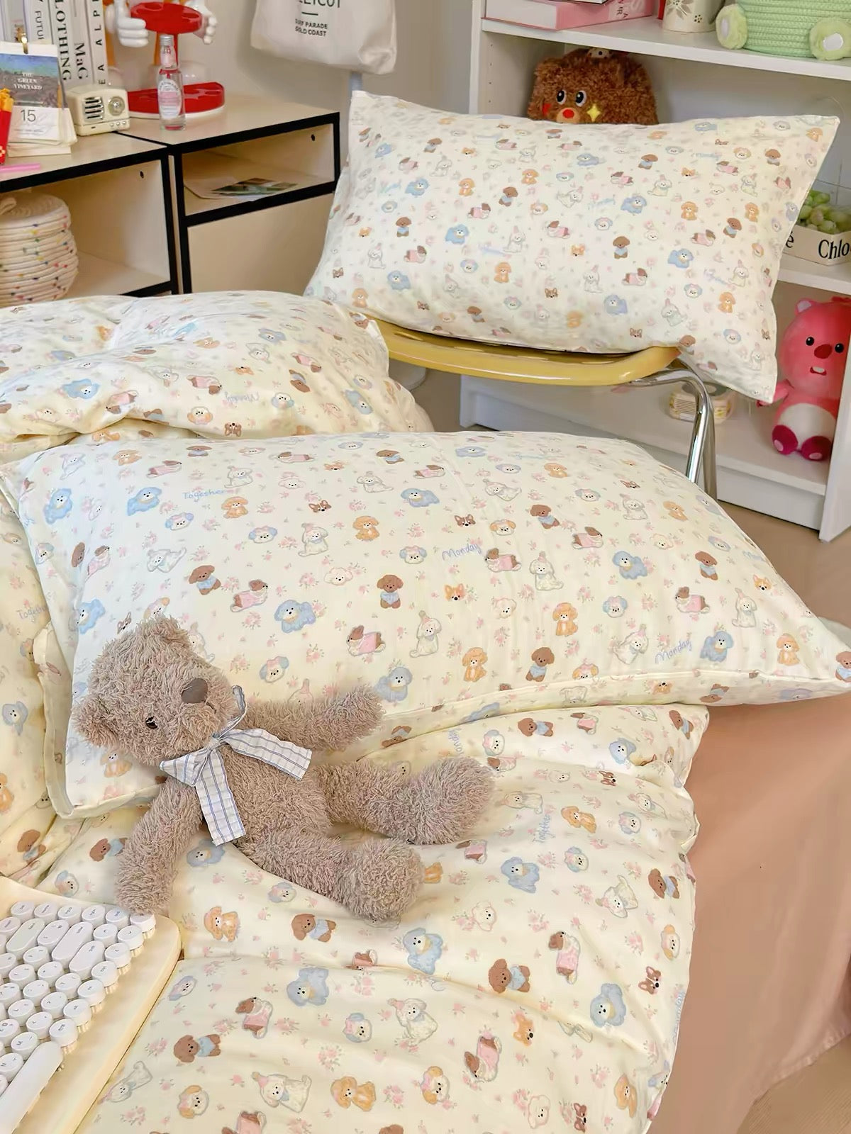 4PCS Double Gauze COTTON Bedding set | Puppy Paradise | SleepNest Bedding