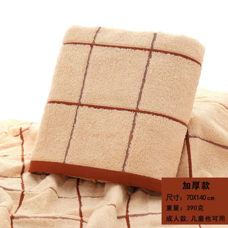 Vintage Brown Grid Bath Towel (70x140cm) | Ultra Soft & Extra Thick | SleepNest Bedding