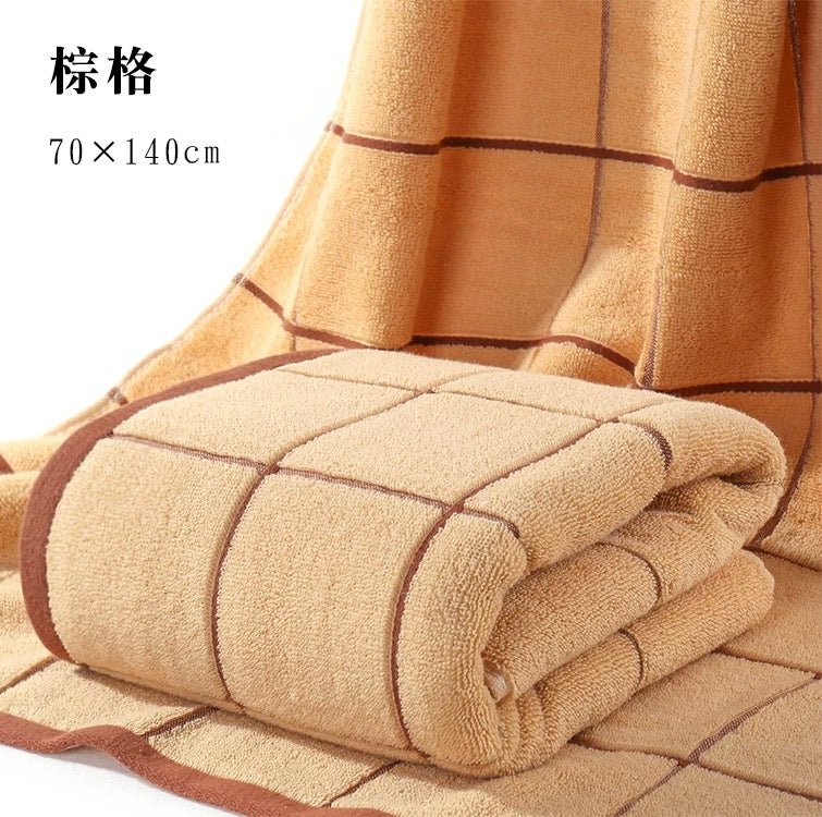 Vintage Brown Grid Bath Towel (70x140cm) | Ultra Soft & Extra Thick | SleepNest Bedding