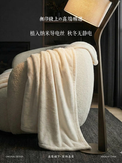 【冬季毛毯-暖冬折扣】雪貂绒法兰绒纯色｜超柔软 双面暖绒 防静电 | SleepNest床上用品