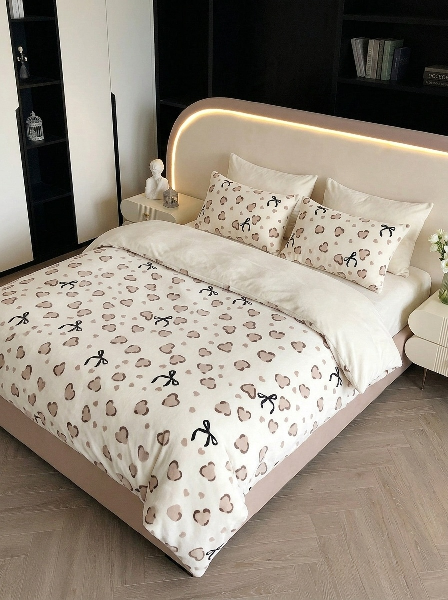 Milk Velvet Winter 4PCS Bedding Set| Caramel Whispers & Creamy Romance | Soft, Warm & Anti-Static| SleepNest Bedding