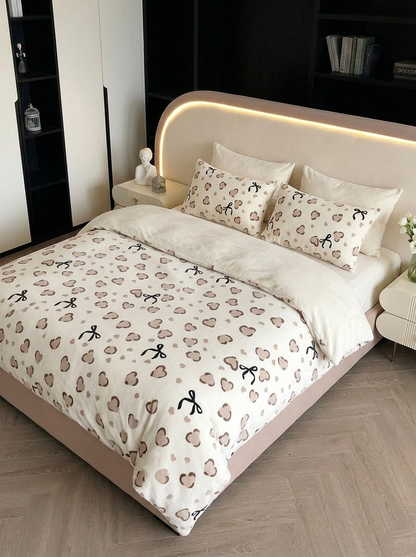 Milk Velvet Winter 4PCS Bedding Set| Caramel Whispers & Creamy Romance | Soft, Warm & Anti-Static| SleepNest Bedding