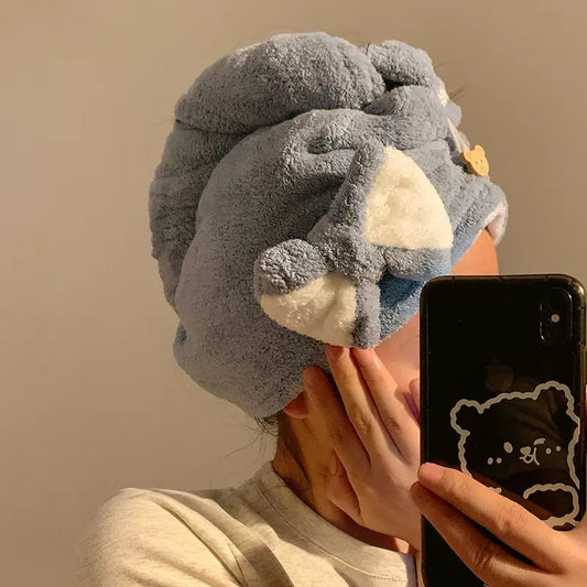 可爱蝴蝶结干发帽 | 浴后速干，柔软治愈日常 | SleepNest 居家产品
