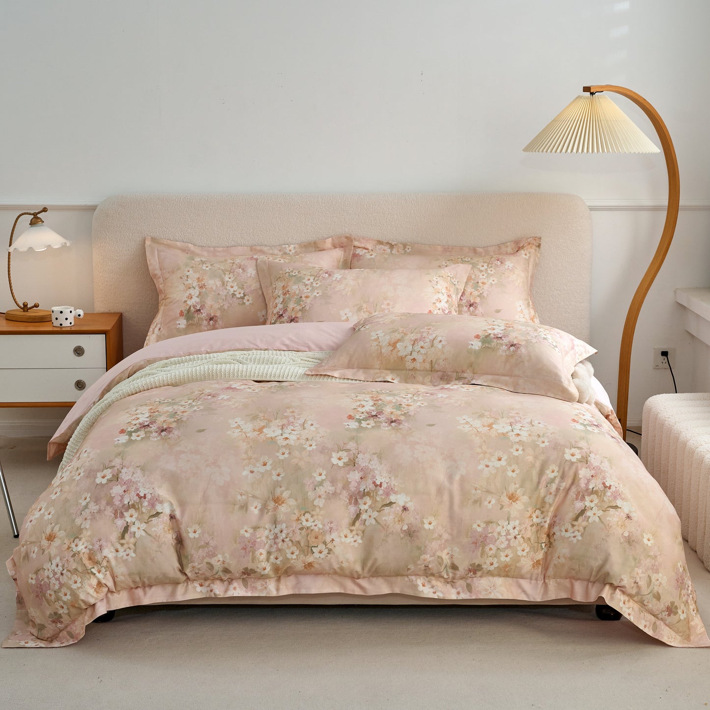 4PCS Premium Cotton Bedding Set | Brocade of Blooms& Floral Oil-Painting Design | SleepNest Bedding