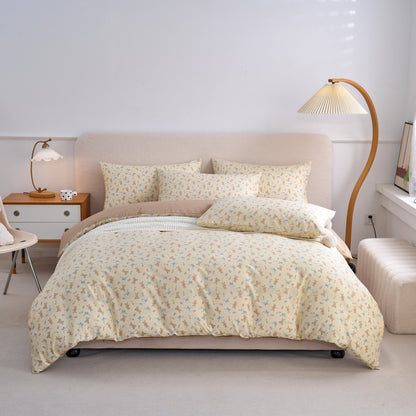 4PCS Premium Cotton Bedding Set | Ribbon Bunny Fantasy& Soft Beige Edition | SleepNest Bedding