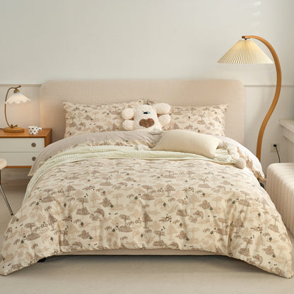 4PCS Premium Cotton Bedding Set | Floating Forest Serenity& Oriental Bunny Edition | SleepNest Bedding