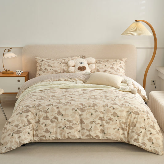 4PCS Premium Cotton Bedding Set | Floating Forest Serenity& Oriental Bunny Edition | SleepNest Bedding