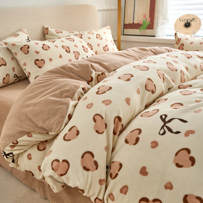 Milk Velvet Winter 4PCS Bedding Set| Caramel Whispers | Soft, Warm & Anti-Static| SleepNest Bedding