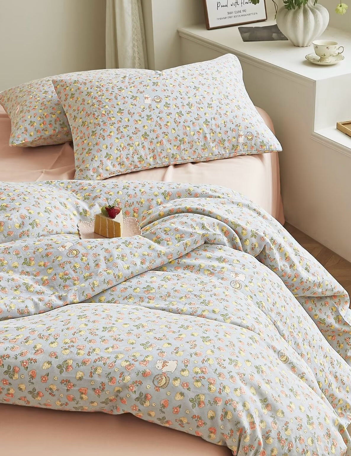 双层纱纯棉3件套 | 草莓奶油兔 | SleepNest床上用品