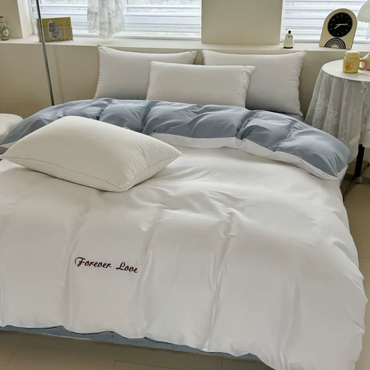 高支超柔软贡缎4件套 | 天空蓝香草色双拼 | SleepNest床上用品