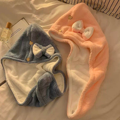 可爱蝴蝶结干发帽 | 浴后速干，柔软治愈日常 | SleepNest 居家产品